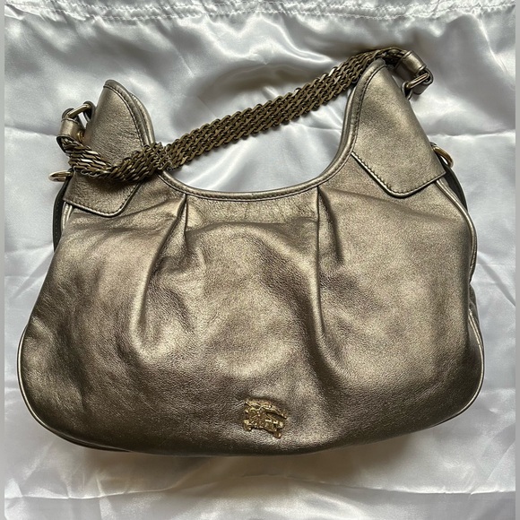 Burberry Silver Gold Metallic Prorsum Bag Mixed Metal Woven Chain Crossbody Bag - Picture 6 of 17